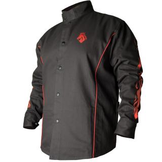 Black Stallion BX9C BSX Contoured FR Cotton Welding Jacket, Black with Red Flames