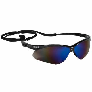 Jackson Safety V30 Nemesis Safety Glasses Black Frame with Blue Mirror Lens