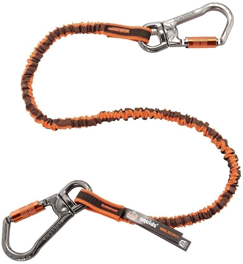 Ergodyne Squids 3119F(x) Double-Locking Dual Carabiner Tool Lanyard with Swivel (25 lbs) from Columbia Safety