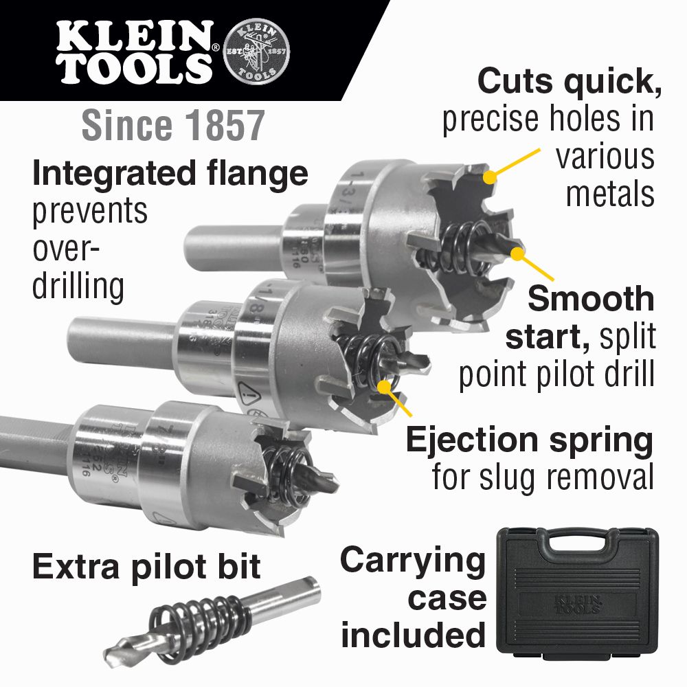 Klein Tools Carbide Hole Cutter Kit - 4 Piece from Columbia Safety