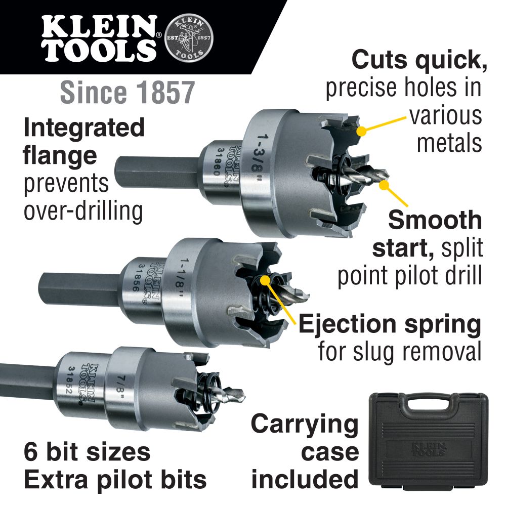 Klein Tools Master Electrician Hole Cutter Kit - 8 Piece from Columbia Safety