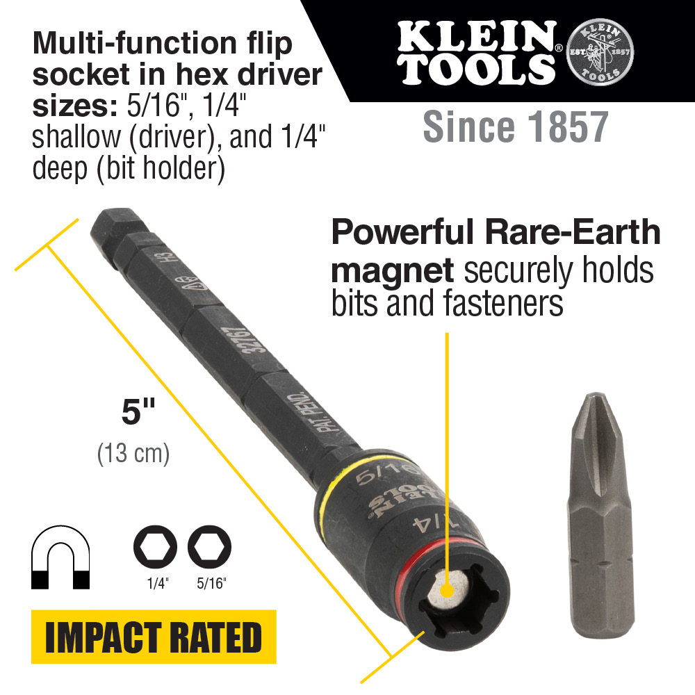 Klein Tools 3-in-1 Impact Flip Socket from Columbia Safety