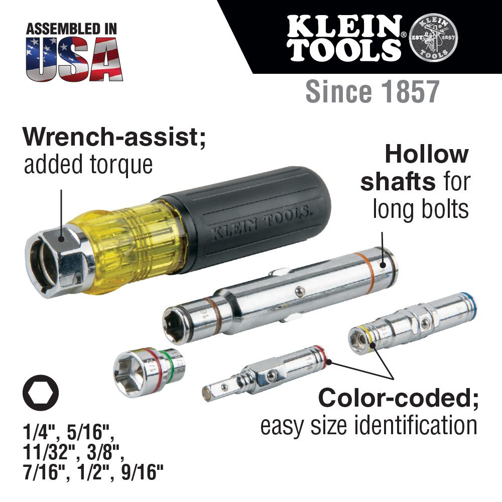 Klein Tools 32807MAG 7-In-1 Magnetic Nut Driver from Columbia Safety