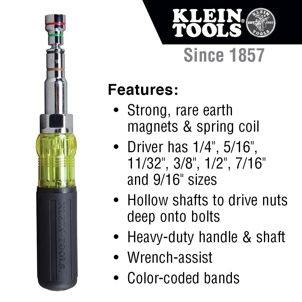 Klein Tools 32807MAG 7-In-1 Magnetic Nut Driver from Columbia Safety