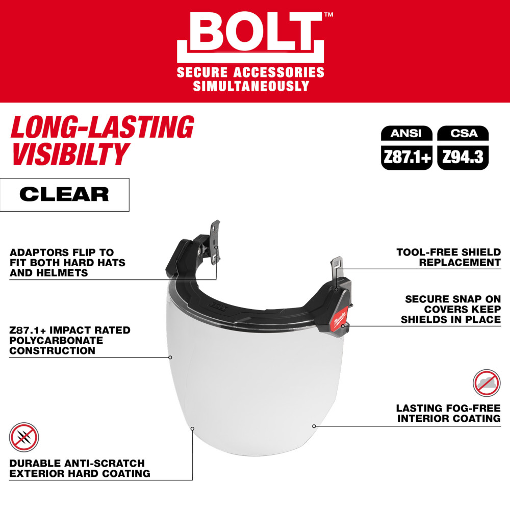 Milwaukee BOLT Full Face Shield from Columbia Safety