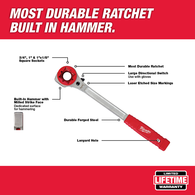 Milwaukee Lineman's High-Leverage Ratcheting Wrench with Milled Face from Columbia Safety