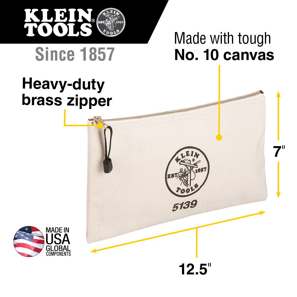Klein Tools 5139 Canvas Zipper Bag from Columbia Safety