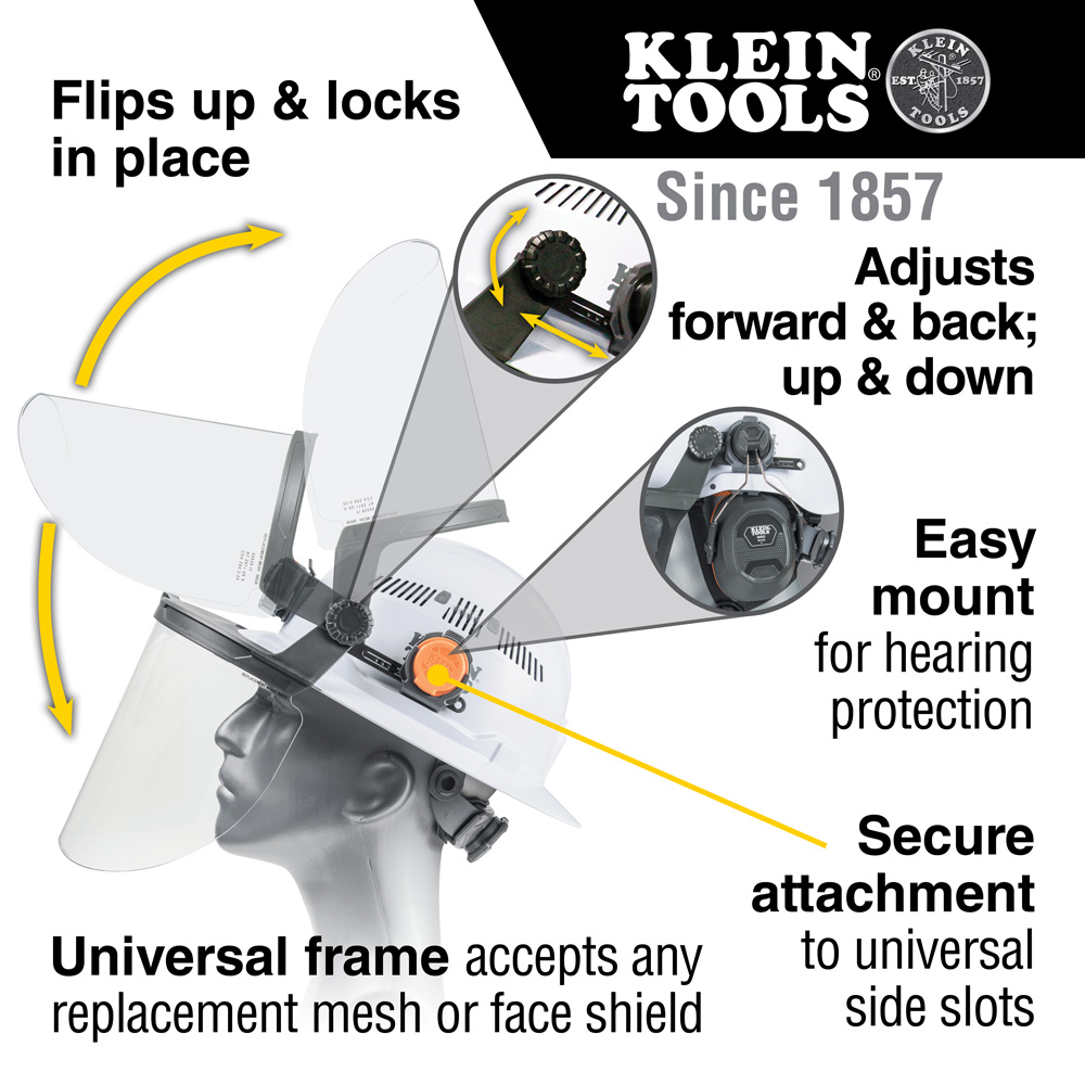 Klein Tools Face Shield for Full Brim Hard Hat from Columbia Safety