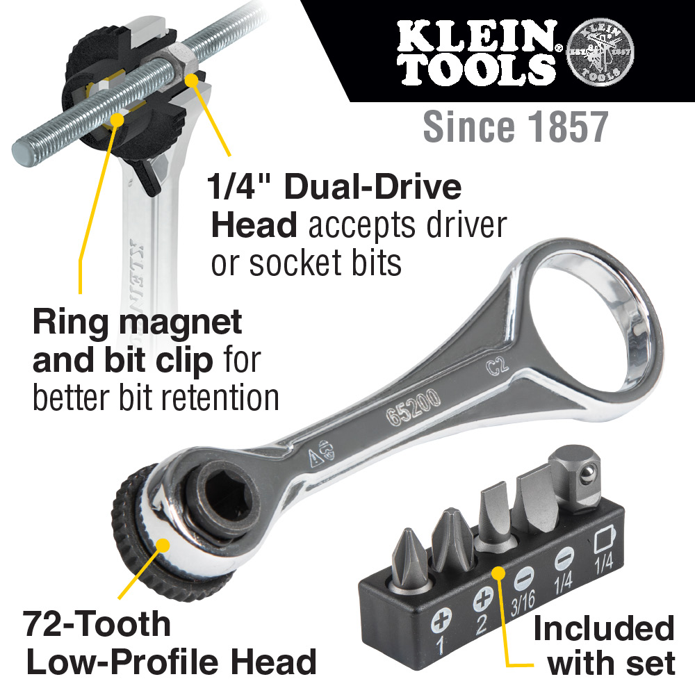 Klein Tools Slim-Profile Mini Ratchet Set, 5-Piece from Columbia Safety