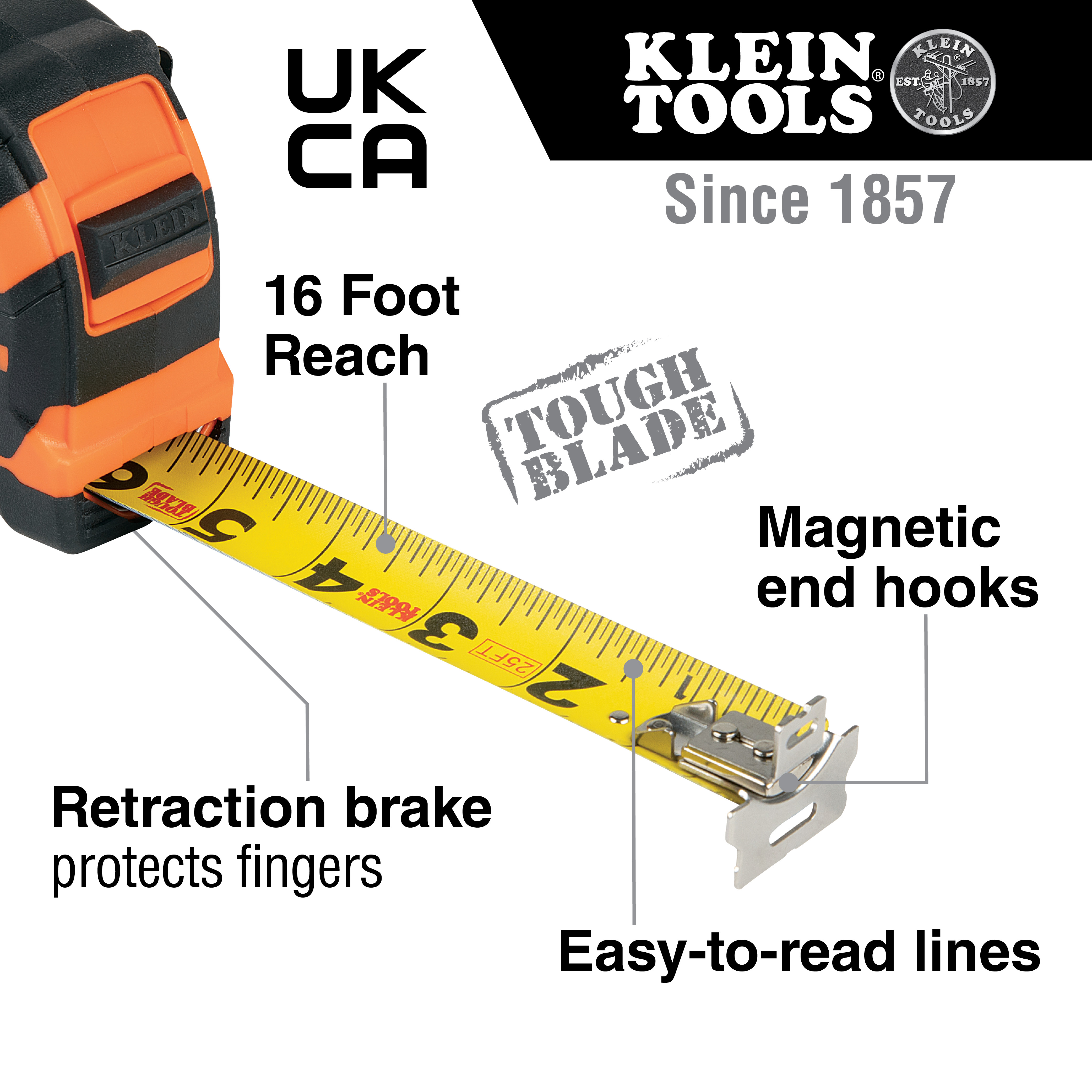 Klein Tools 30-Foot Magnetic Double-Hook Tape Measure from Columbia Safety