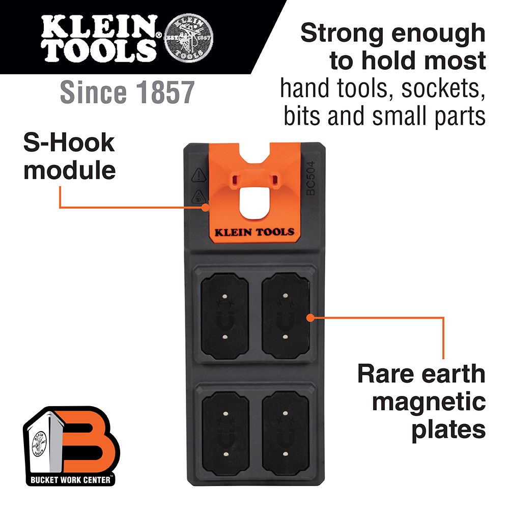 Klein Tools BC504C Magnetic Tool Storage S Hook Module for Klein Bucket Work Center from Columbia Safety