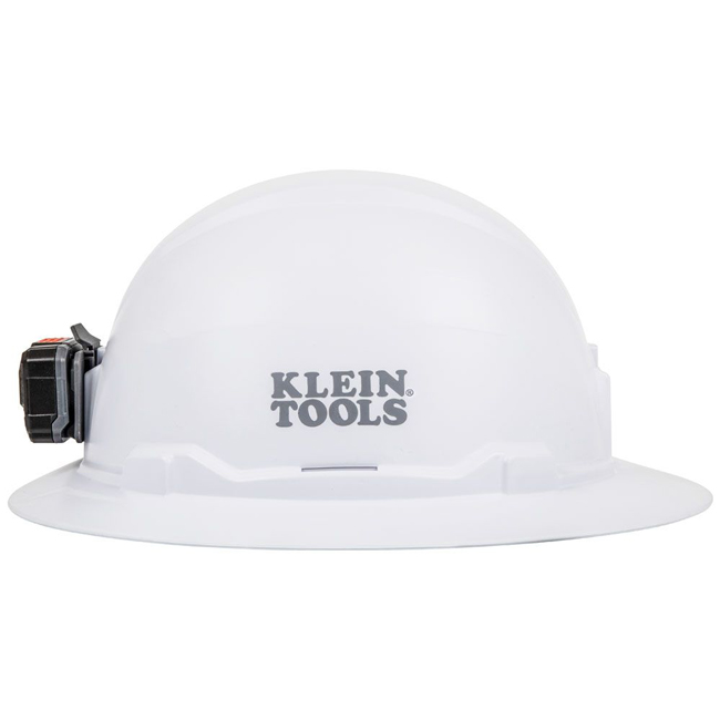 Klein Tools White Full Brim Hard Hat with Rechargeable Headlamp from Columbia Safety