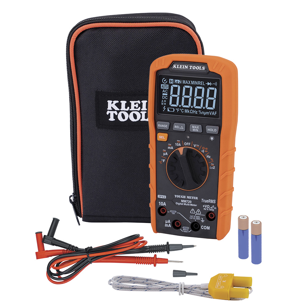 Klein Tools MM720 Digital Multimeter TRMS Auto-Ranging 1000V Temp Low Impedance  from Columbia Safety