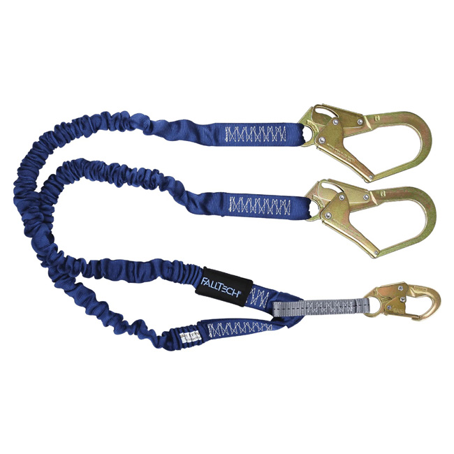 FallTech ElasTech Shock Absorbing Twin Leg Lanyard with Steel Rebar Hooks from Columbia Safety