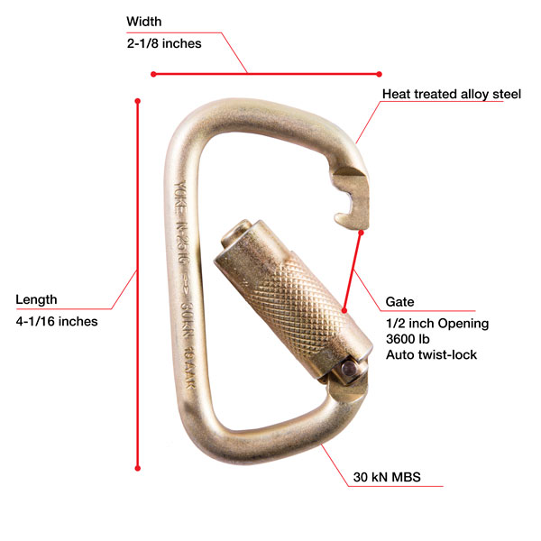 WestFall Pro 7410 4-1/16 x 2-1/8 Inch Steel Carabiner from Columbia Safety