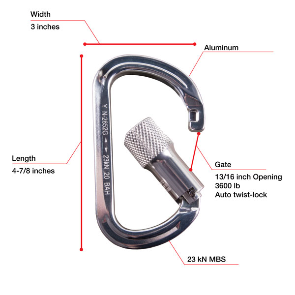 WestFall Pro 7437 4-7/8 x 3 Inch Aluminum Carabiner from Columbia Safety